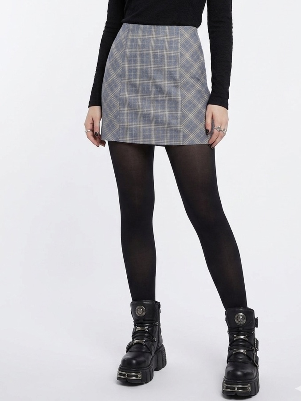 Jules & Leopold Gray and Yellow Plaid Mini Skirt